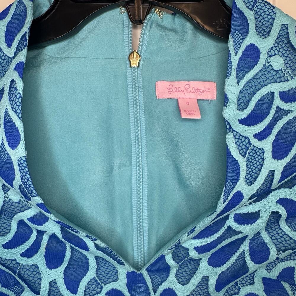 Lilly Pulitzer Devina Floral Lace Mini Shift Dress Brewster Blue Womens Size 0 - Picture 5 of 10